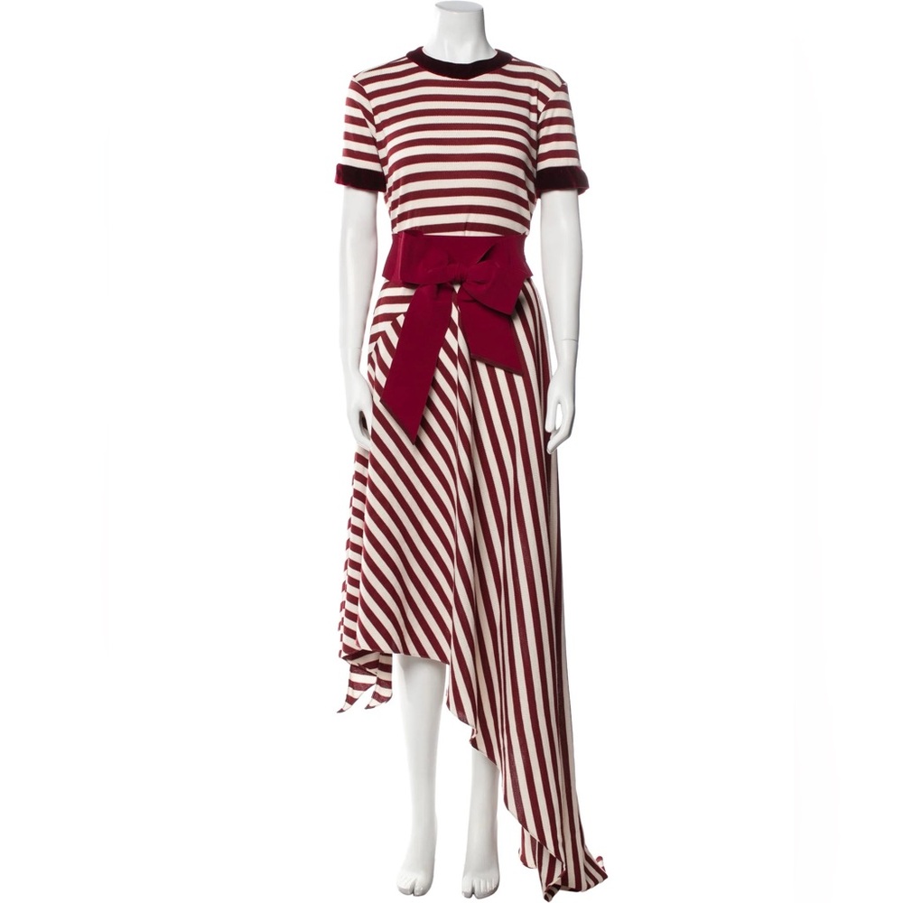 JOHANNA ORTIZ Striped Knit Maxi Dress Size 4 Red/Cream Pristine MSRP $2000